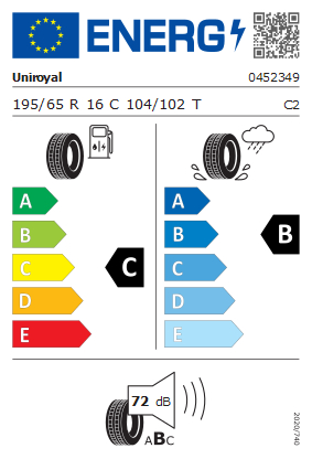 Etykieta dla UNIROYAL 195/65 R16C RainMax 5 104/102T