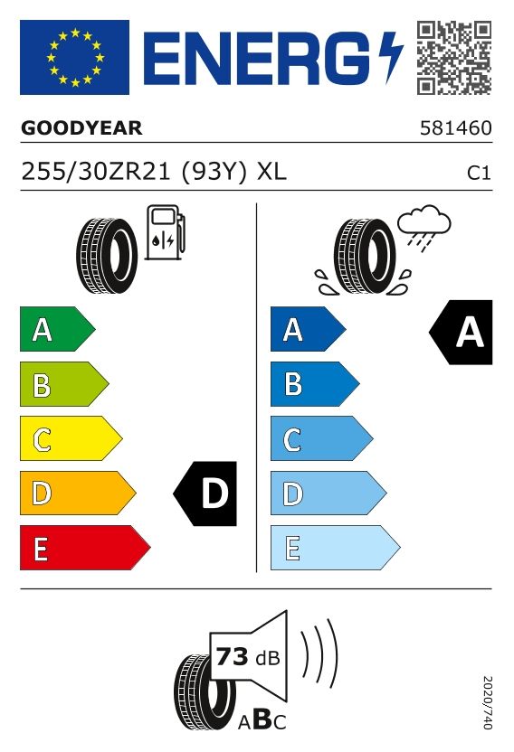 Etykieta dla GOODYEAR 255/30 ZR21 EAGLE F1 SUPERSPORT 93Y