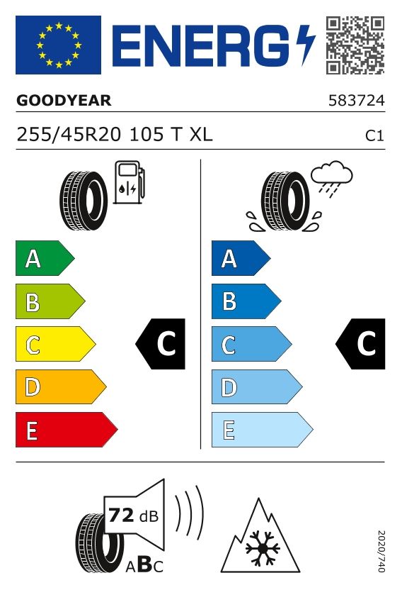 Etykieta dla GOODYEAR 255/45 R20 ULTRAGRIP PERFORMANCE + 105T