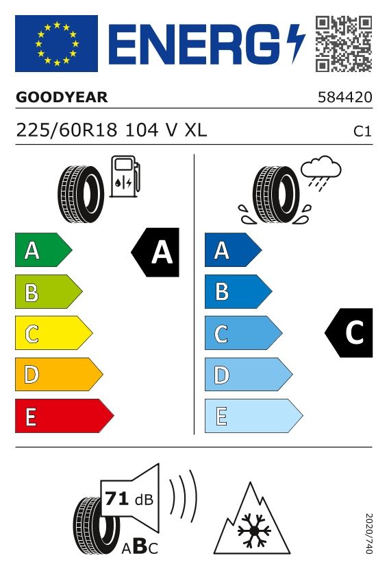 Etykieta dla GOODYEAR 225/60 R18 Vector 4Seasons G3 SUV 104V