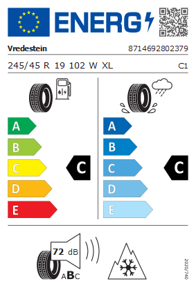 Etykieta dla VREDESTEIN 245/45 R19 Wintrac Pro+ 102W