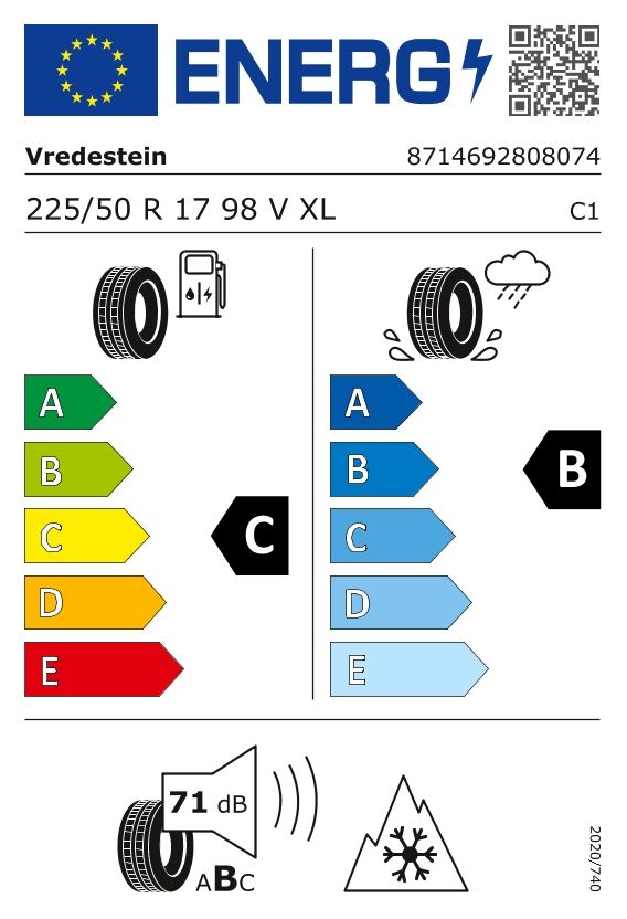 Etykieta dla VREDESTEIN 225/50 R17 Quatrac 98V