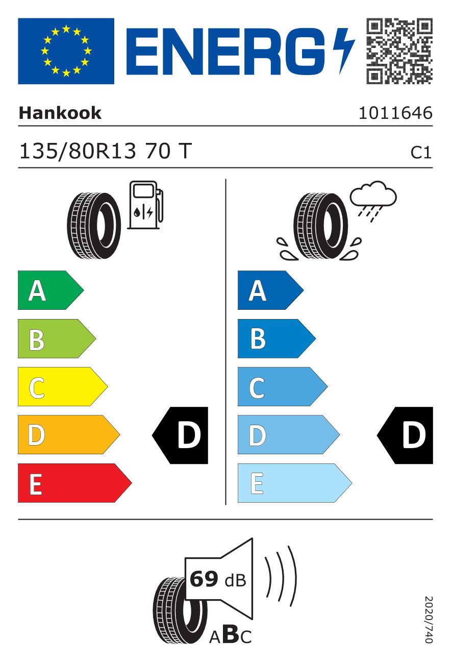 Etykieta dla HANKOOK 135/80 R13 Optimo K715 70T