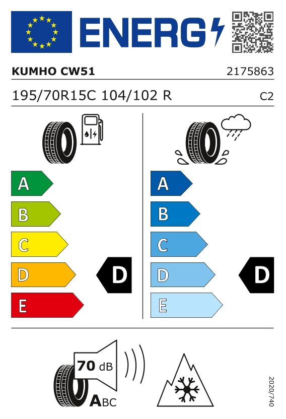 Etykieta dla KUMHO 195/70 R15C PorTran CW51 104R