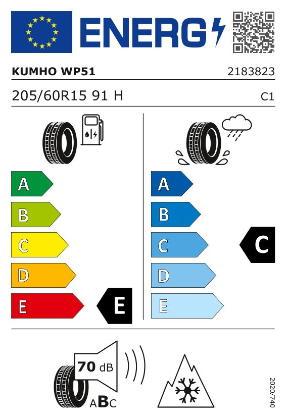 Etykieta dla KUMHO 205/60 R15 WinterCraft WP51 91H