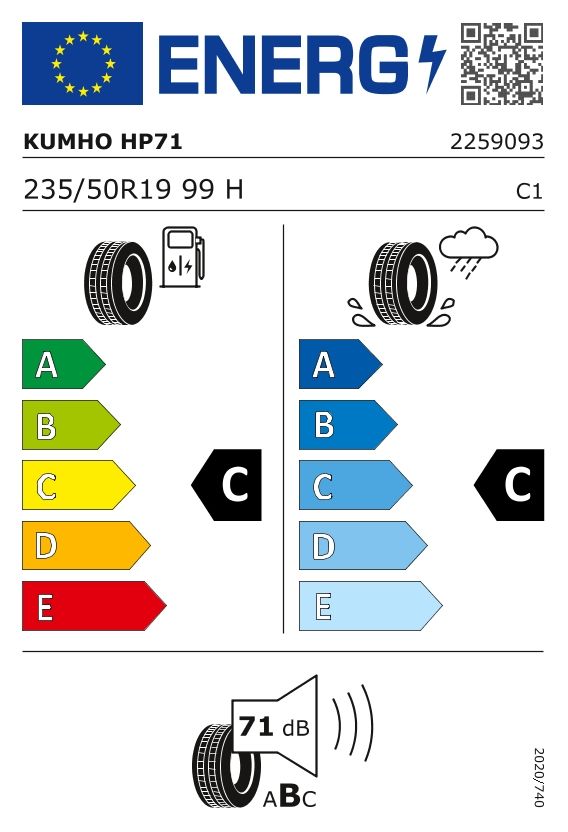 Etykieta dla KUMHO 235/50 R19 CRUGEN HP71 99H