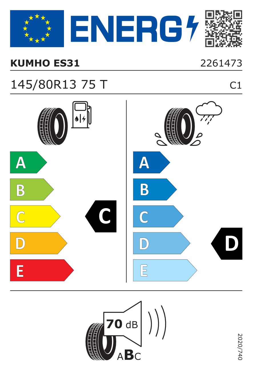 Etykieta dla KUMHO 145/80 R13 ECOWING ES31 75T